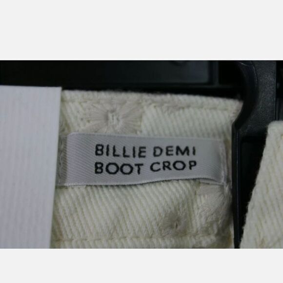 J.CREW BILLIE DEMI BOOT CROP 25 CREAM W/FLORAL EMBROIDERY BUTTON FLY RAW HEM NWT - Picture 9 of 10